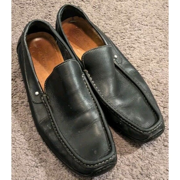 Coach Davin Black Leather Slip On Loafers Made in Italy Men's 10.5 - Picture 1 of 4